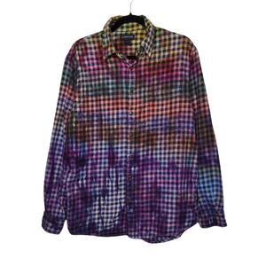 Lands End Flannel Custom Ice Tie Dye Art Earth Tones Nature Fall Outdoors Shirt